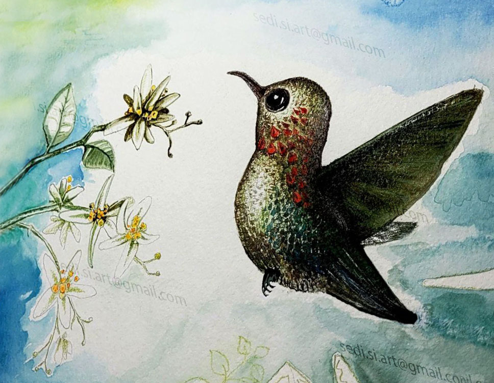 a bird and flower